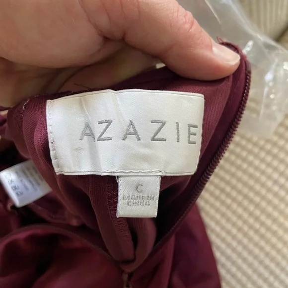 Azazie Burgundy Bridesmaid Dress - A-line with slit - custom size - Picture 10 of 16